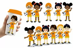 Multi-cultural kids soccer clipart, sport team, sports Product Image 5