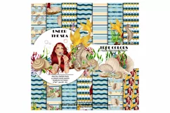 Mermaid Digital Paper Pack Red Hair Woman Paper Pack Product Image 1
