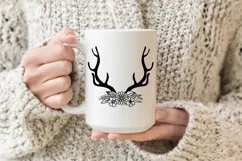Antlers SVG File - Antlers with Flowers SVG Cut File Product Image 4