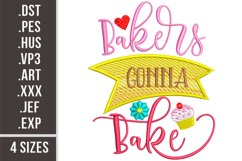 Bakers gonna Bake. Kitchen embroidery design, 4 sizes Product Image 1