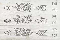Arrow svg cut files. Boho arrow, dividers svg, flower arrow. Product Image 1