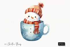 Cute Christmas Snowman Mug Clipart | Christmas Clipart Product Image 1