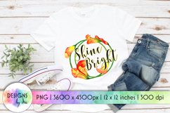 Shine Bright Sublimation Design | Orange Flowers | Positive Product Image 1