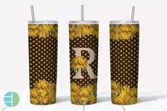 Sunflower Monogram Skinny Tumblers Alpha Sublimation Design Product Image 19