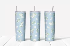 Delicate Flowers sublimation design. Skinny tumbler wrap Product Image 3