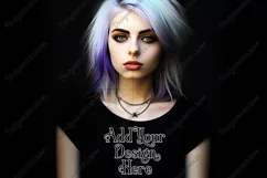 T Shirt Mockup, Goth Girl Wearing T Shirt, Gothic Mockup, 56 Product Image 2
