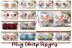100 Mega Bundle 3D Flower Mug Wrap Designs PNG, Spring PNG Product Image 4