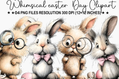 Whimsical Valentine Bunny Clipart. Bunny valentine clipart Product Image 1