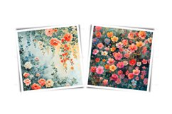 Watercolor wall of flowers clipart - grunge scrapbooking JPG Product Image 4