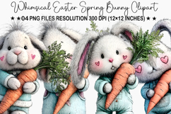 Easter Cute Whimsical Bunny Clipart PNG Product Image 1