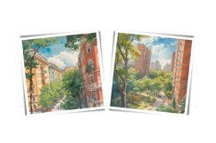 Watercolor Russia cityscapes clipart - residental areas JPG Product Image 4