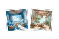 Watercolor houses by the sea clipart - summer house interior Product Image 4