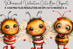 Whimsical Valentine Cute Bee Clipart Product Image 1