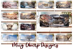 100 Winter Mug Wrap Bundle, Christmas Sublimation PNG, Snow Product Image 5