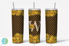 Sunflower Monogram Skinny Tumblers Alpha Sublimation Design Product Image 24