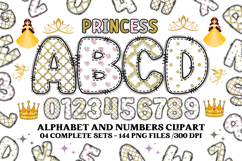 Princess Alphabet png clipart, princess letters doodle Product Image 1