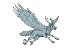 Peryton Flying Side Drawing Product Image 1