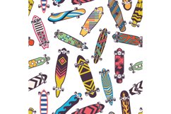 Colored seamless pattern with various skateboards Product Image 1