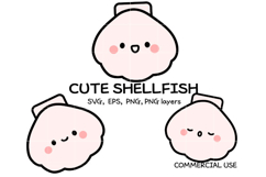 Cute Shellfish SVG Bundle | Kawaii Seashell Clipart Product Image 1