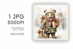 Christmas Bear Duo Digital Paper JPG & Image PNG Product Image 2