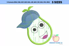 Cartoon Of Pear In Happy Mood Embroidery Design Product Image 2