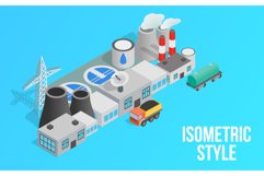 Energy factory clip art, isometric style Product Image 1