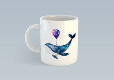 Watercolor Whale clipart. Whale sublimation. Ocean art png Product Image 4