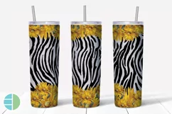 Skinny Tumbler Sublimation Design - Sunflower Leopard Print Product Image 4