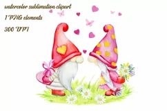 watercolor clip art ,valentine's day, Valentine gnome clipar Product Image 1