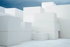 Modern minimalist white geometric structures Product Image 1
