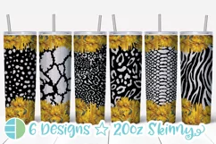 Skinny Tumbler Sublimation Design - Sunflower Leopard Print Product Image 1