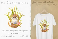 Floral Lantern Watercolor PNG. Country arrangement clipart Product Image 2