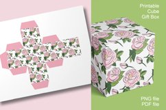 Printable Light Pink Roses Cube Gift Boxes Set of 4 Product Image 3