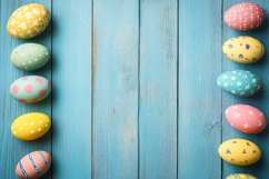 Easter eggs wooden planks background Product Image 1