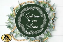Welcome Home Sign SVG Round Sign SVG Farmhouse Wreath SVG Product Image 2
