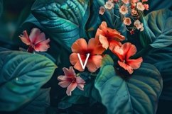 Letter V Shoeblackplant Flower Background Wallpaper Product Image 1