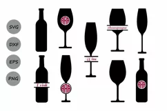 Wine glass svg, Wine svg Wine glass monogram svg, bottle. Product Image 1
