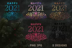 Sublimation Christmas PNG Design Quote HAPPY 2021 new year Product Image 3