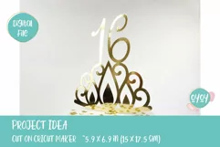 16th Birthday Cake Topper svg with Crown | Sixteen Birthday Product Image 3