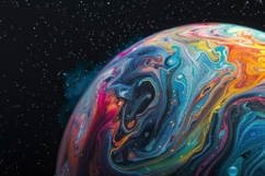 Colorful Planet with Dark Background Wallpaper Product Image 1