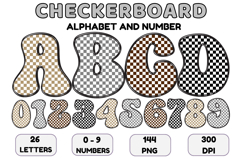 Checkerboard Alphabet Letters &amp; Numbers Clipart PNG 300DPI Product Image 1