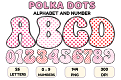 Polka Dots Alphabet Letters &amp; Numbers Clipart PNG 300DPI Product Image 1