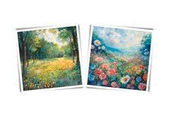 Watercolor field with meadow flowers clipart JPG backdrop Product Image 5