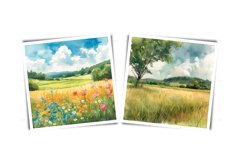 Watercolor field with meadow flowers - wildflowers JPG Product Image 5