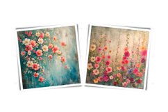 Watercolor wall of flowers clipart - grunge scrapbooking JPG Product Image 5