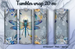 Dragonfly Tumbler Sublimation, 20oz Tumbler Wrap Product Image 2