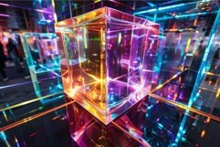 Vibrant 3d cube with neon lighting and reflections creating Product Image 1