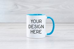 Mug Mockup 11 Oz Blank White Coffee Cup Blue Handle Product Image 1