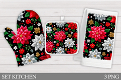 Poinsettia Oven Mitt Design. Christmas Square Pot Holder Product Image 1