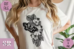 Floral Butterfly t-shirt design| Vinyl butterfly SVG Product Image 1